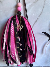 Cross Ribbon Tassel - Pink and Black image 2