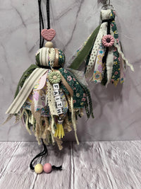 Shabby Chic Green Keychain Tassel image 2
