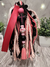 Cross Ribbon Tassel - Pink and Black image 3